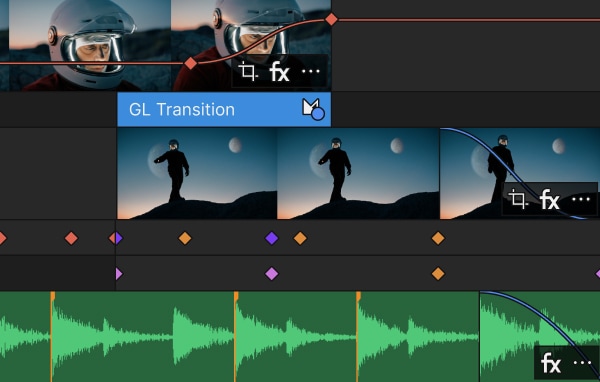 Edición de eventos de clip en la escala de tiempo